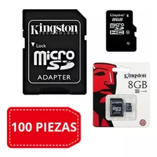 Paquete De 100 Memorias Kingston Micro Sd 8gb + Adaptador