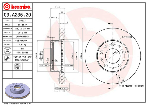 2 Discos De Freno Delanteros Fiat Ducato 2014 2.3l Brembo Foto 4