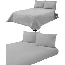 Cobre Leito Casal Colcha Casal Kit 6 Peças C/ Roupa De Cama