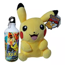 Botella De Agua Más Peluche De Pokemon Personaje Pikachu 