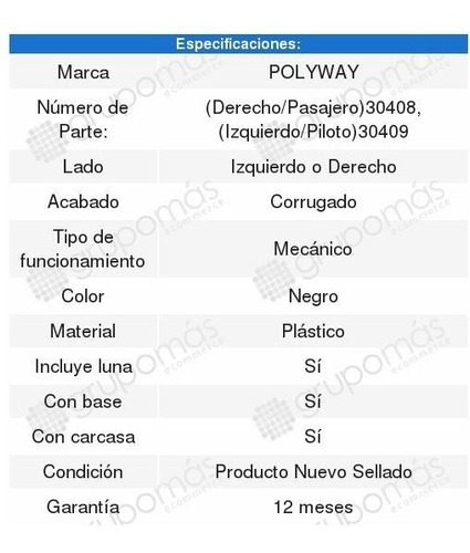 Espejo Mecnico Corrugado Volkswagen Pointer 2003 2004 2005 Foto 2