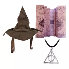 Chapeu Harry Potter Seletor Kit Especial Com Mapa Maroto Ful
