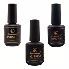 Kit Para Unhas Fortalecedor Primer + Top Coat + Bond Aid 3 U