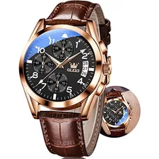 Reloj De Cuero Marrón Para Hombre, Esfera Negra, Relojes Cas