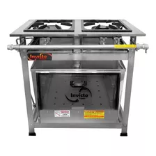 Fogão Em Inox 2 Bocas 30x30 Baixa Pressão Com Forno Invicto