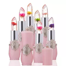 Paquete De 6 Crystal Flower Jelly Lipstick Larga Duración