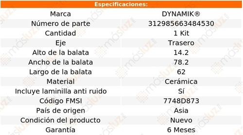 Balatas Ceramicas Tra Clk350 V6 3.5l 06/09 Dynamik Foto 3