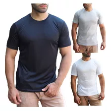 Kit 3 Camiseta Masculina Básica Dryfit Uv 50 Malha Fria 