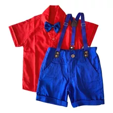 Roupa Infantil Social Mario Bros Menino Tematico Aniversario