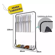 Arara Chão Expositor Roupas Loja- Ferro - Preta