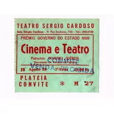 Ingresso Antigo Premio Gov Sao Paulo Teatro E Cinema 1988