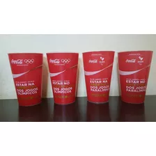 Coleção 4 Copos Coca Cola Olimpiadas Paralimpiadas Rio 2016