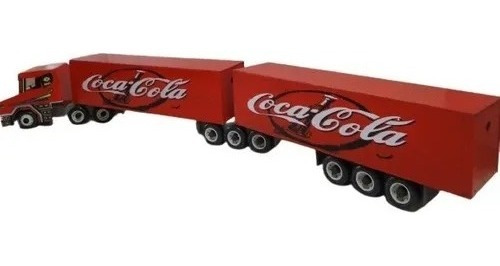 Caminhão Carreta Scania Baú Coca Cola 5 Eixos Brinquedo Madeira