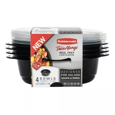 4 Contenedores Bowls Rubbermaid Take Alongs Black 1.18l Color Negro