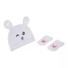 Kit Gorro E Meia Menina 0 A 3 M. Gatinho Pimpolho 8331