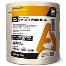 Kit 6 Fita Crepe Pintura Imobiliaria Parede 18mm X 50m Adere