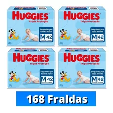 Fralda Huggies Disney Tripla Proteção M 42 Kit 168 Fraldas