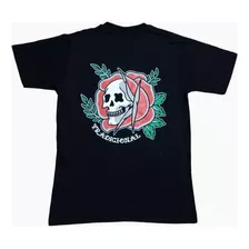 Remera Tradicional13 Calavera Flor - Tattoo