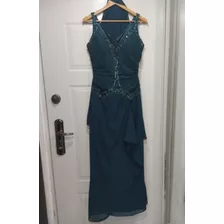 Vestido De Fiesta Largo, Verde, Talla M, Usado