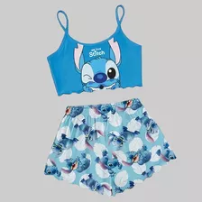 Pijama Curto Adulto Feminino Blusa E Short Doll