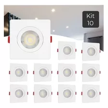 Kit 10 Spot Led 5w Dicroica Direcionavel Quadrado Luz Neutro Cor Branco/neutro 110v/220v