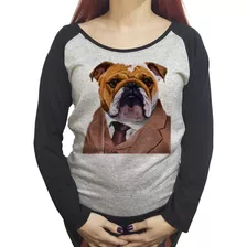 Buzo Lanilla Mujer Bulldog Ingles Saco Y Corbata