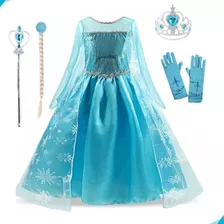 Vestido Fantasia Infantil Frozen Elsa Com Capa E Acessórios
