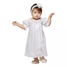 Vestido Batizado Renascença Laura + Faixa Flor Renda Pérola