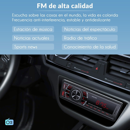 Auto Estereo Coche Reproductor Mp3 Radio Con Bt Aux Tf 2usb Foto 7