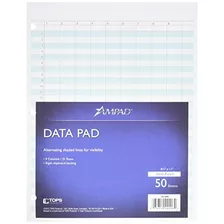 Tops Datos Pad, 9 Columna Y Resumen, 3-agujero Perforado, Bl