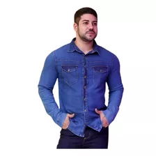 Camisa Jeans Masculina Social Direto Da Fabrica Manga Longa