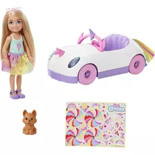 Barbie Chelsea Set De Juego Auto Unicornio