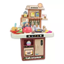 Kit Cozinha Infantil Fogão Luz Som Efeito Vapor Pia Sai Agua
