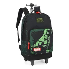 Mochila De Rodinha Masculina Hulk Juvenil Vingadores Cor Verde Desenho Do Tecido Incrível Hulk