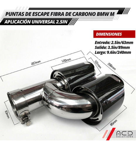 2 Puntas Escape Doble Fibra De Carbono Bmw M Acd Performance Foto 4