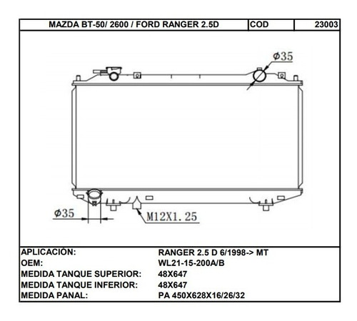 Tanque Plstico Superior Mazda B2600 / Bt50 / B2200 / Ranger Foto 2