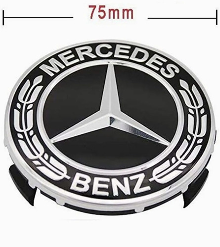 4 Tapas Centro De Rin Mercedes Benz 75mm Color Negro Foto 5