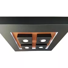 Luminária Pendente Direta E Indireta 60x60 - Preto C/cobre