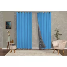 Cortina Decorativa Sala Cozinha Varanda 5,00x2,40 Cores Cor Azul-claro