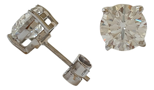 Brinco Solitário De Ouro Branco 18k 750 E Cristal Branco