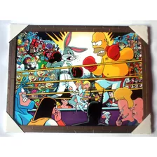 Quadro Simpsons Homer X Pernalonga Emoldurado 32x42cm