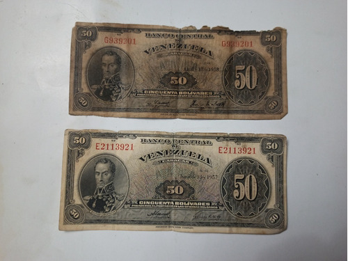 Antiguos Billetes Venezolanos Años 50 De Coleccion! Oferta!