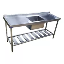 Pia Em Aço Inox Industrial Nortinox 130cm X 60cm X 90cm