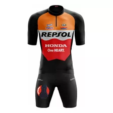 Kit Camisa Conjunto Repsol E Bermuda Espuma Masculino Mtb