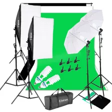 Kit De Fondos Cromas Luces 2 Softbox 2 Parasoles Promocion