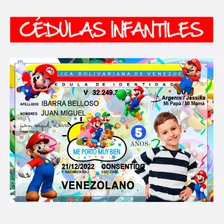  Cédula Infantil Con Diseño De Mario Juguetes Para Niños