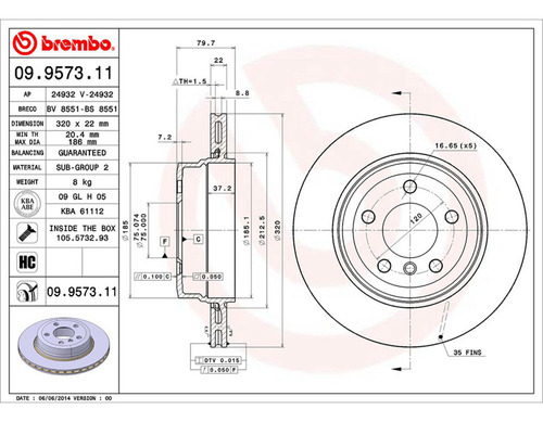 Par Discos Brembo Bmw X3 3.0si 2009 Trasero Foto 2