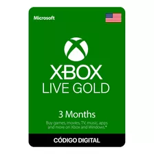 Gift Card Xbox Live Gold 3 Meses (código Digital)