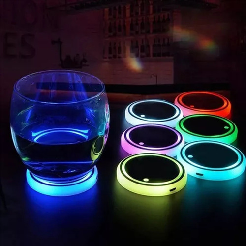 2pk Porta Vasos Con Luz Led Emblema Para Varios Marcas Foto 6