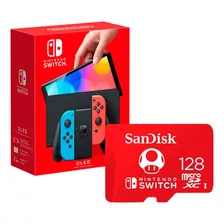 Nintendo Switch Oled Neon + Micro Sd 128 Gb Edicion Mario